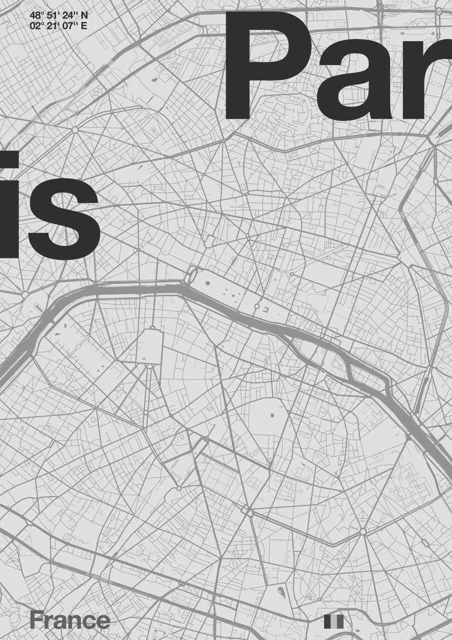 Minimální mapa Paříže od Florent Bodart