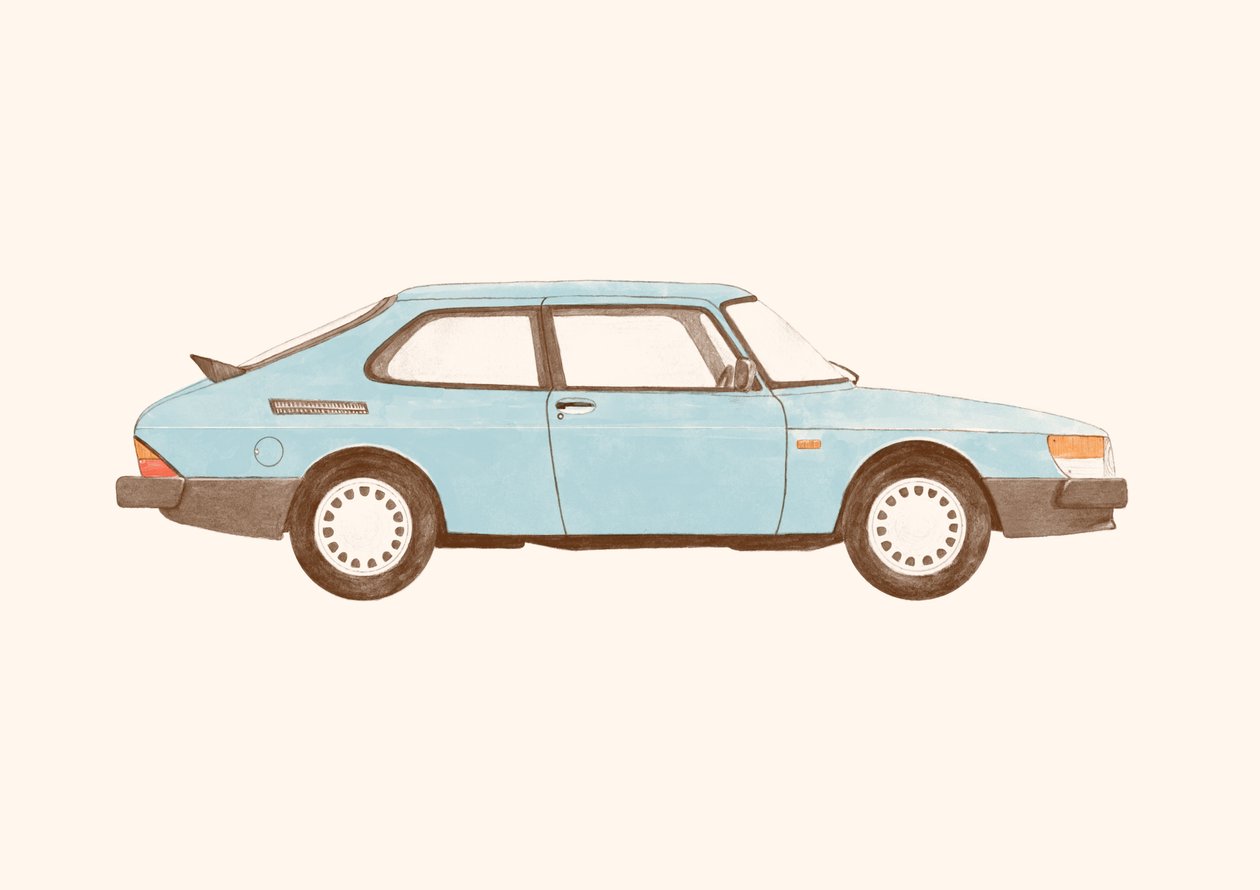 Saab 900 Vintage, 2024 (tužka a digitál) od Florent Bodart