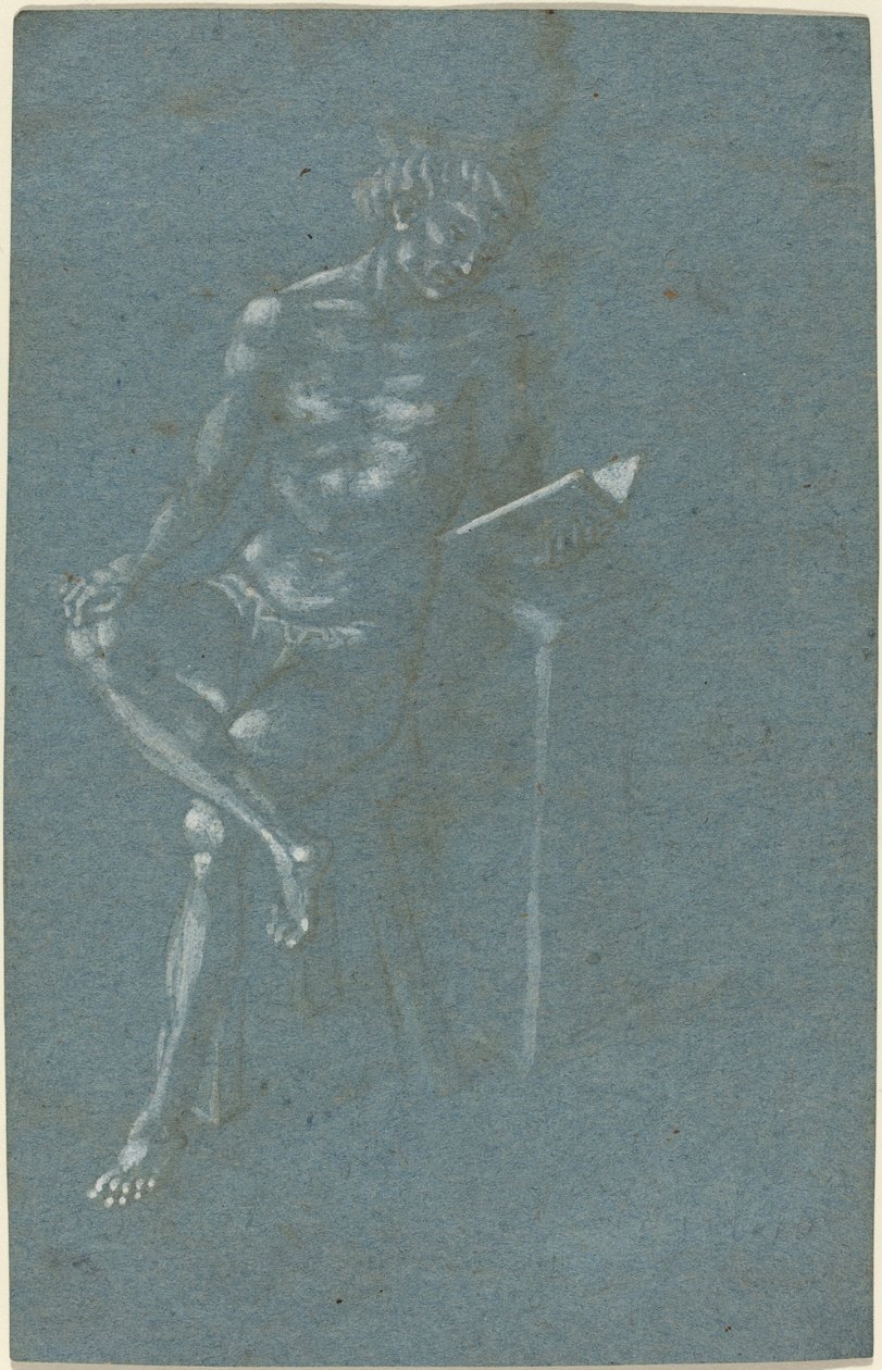 Mladý muž sedící na stoličce čte knihu (recto); The Fall of Man (fragment spodní části) (verze) od Florentine 15th Century