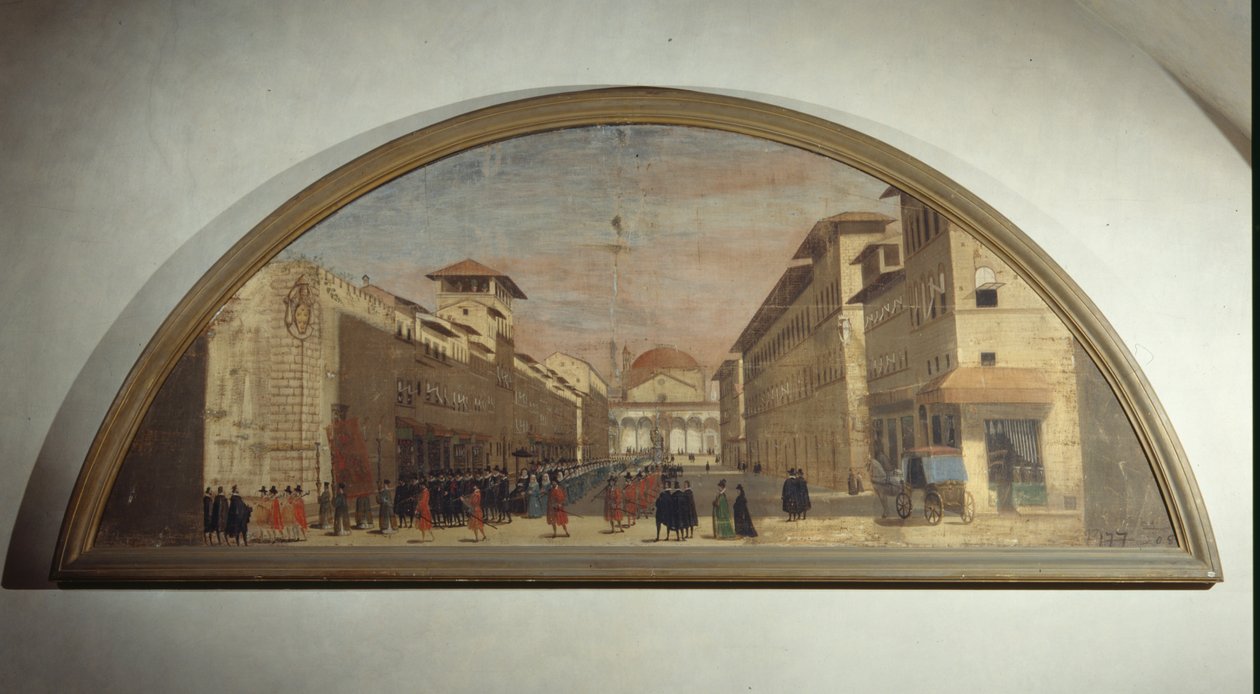 Luneta s výhledem na Via de Servi, Florencie od Florentine School