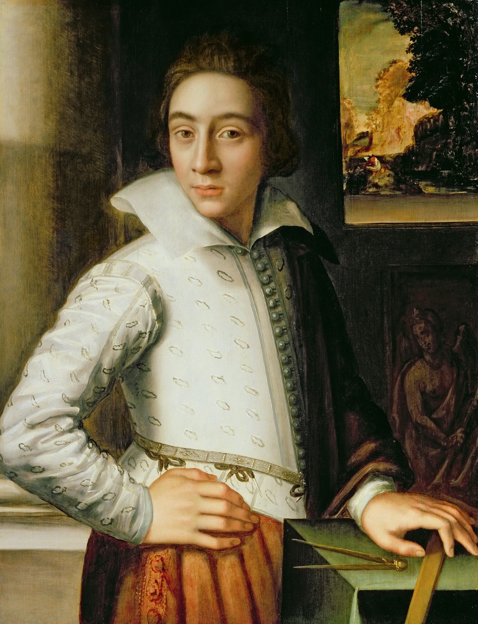 Portrét mladého muže, polovina šestnáctého století (olej na dubovém panelu) od Florentine School