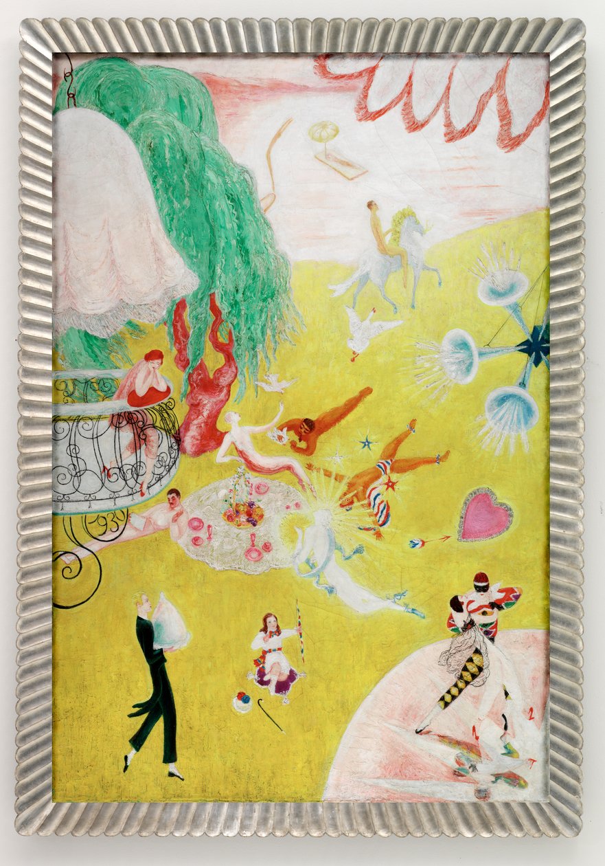 Milostný let růžového srdce z bonbónů od Florine Stettheimer