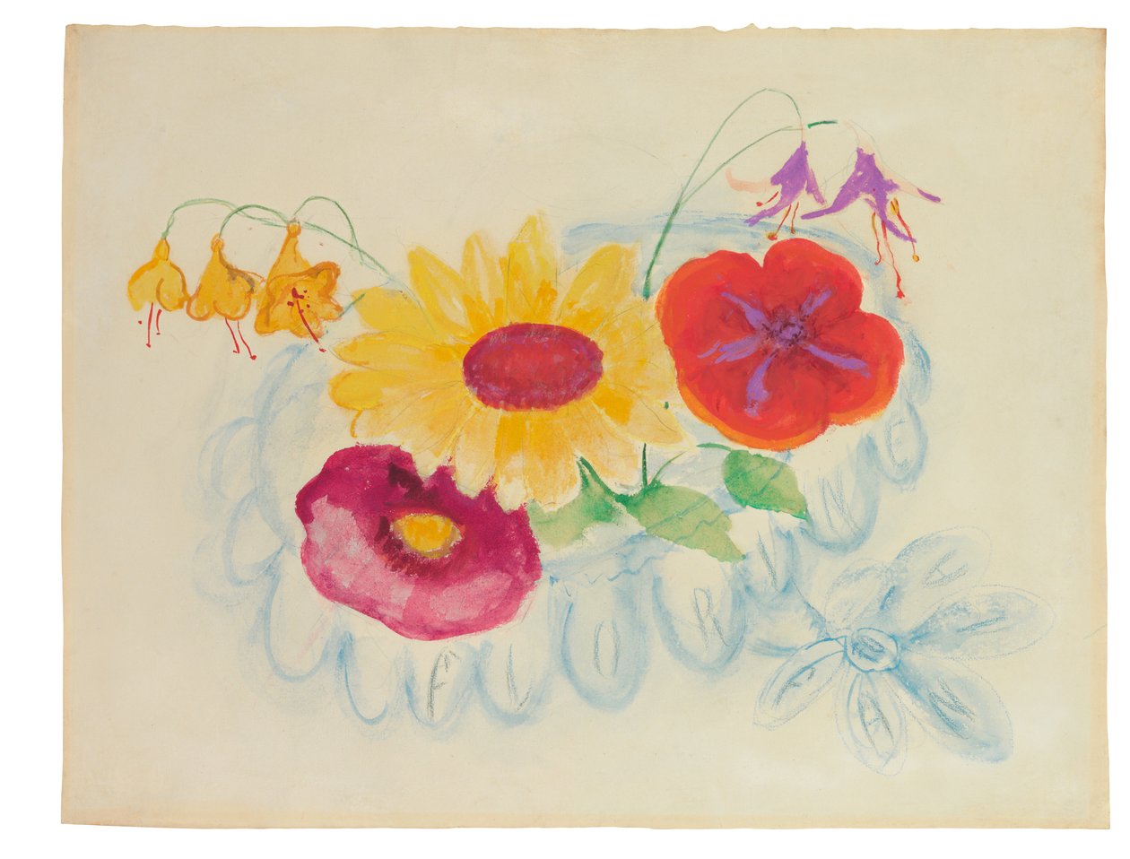 Svatojánská kytice, cca 1920 (kombinovaná technika na papíře) od Florine Stettheimer