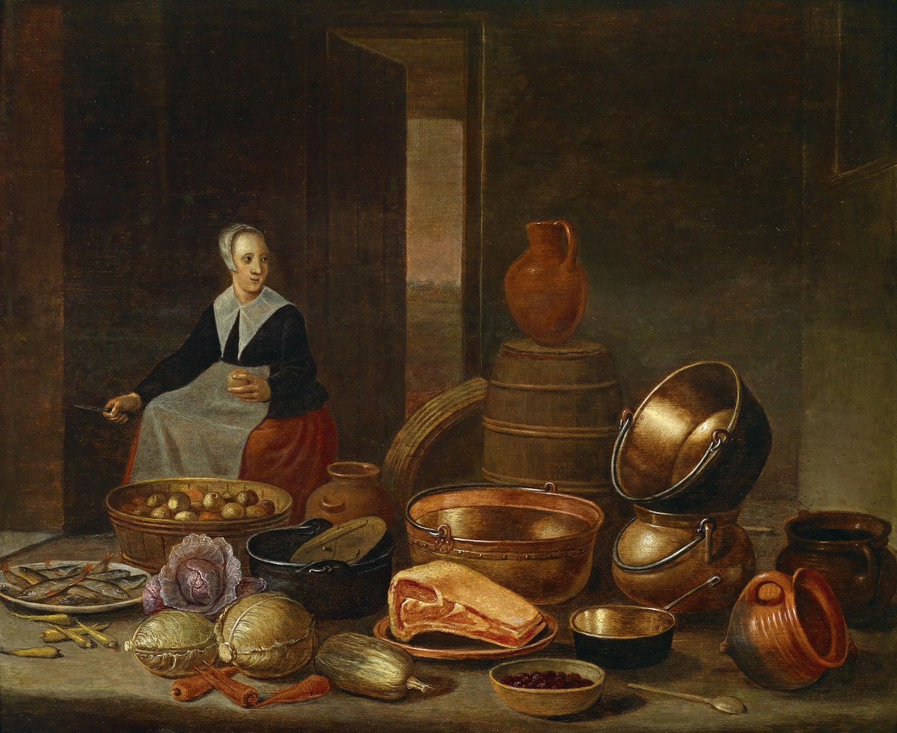 Interiér kuchyně s pokojskou od Floris Gerritsz van Schooten