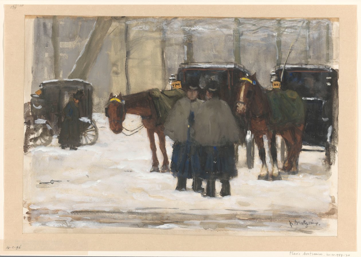 Kočáry a kočí ve sněhu od Floris Arntzenius