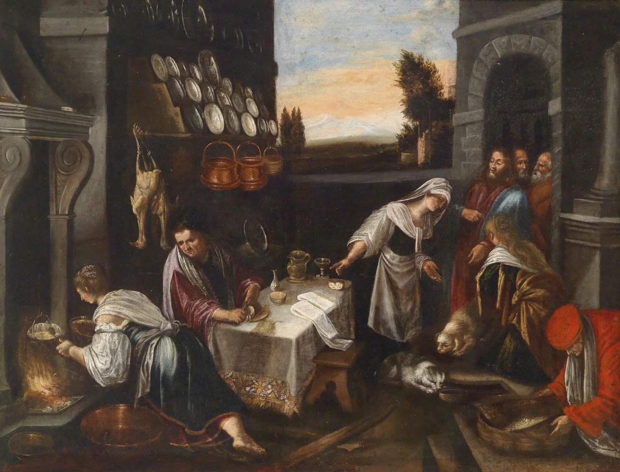 Kristus v domě Marty a Marie od Follower of Jacopo Bassano