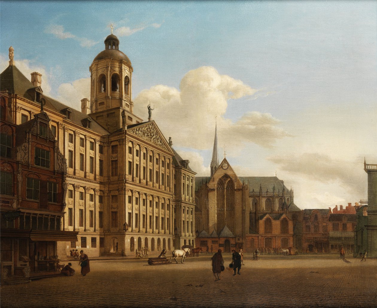 Pohled na přehradu s radnicí v Amsterdamu od Jan van der Heyden