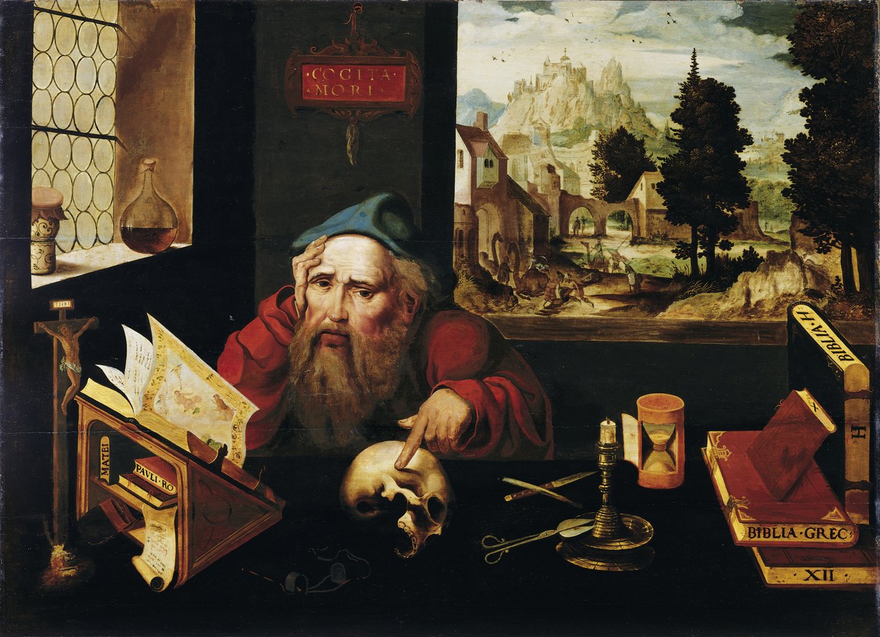 Svatý Jeroným v případě od Follower of Joos van Cleve