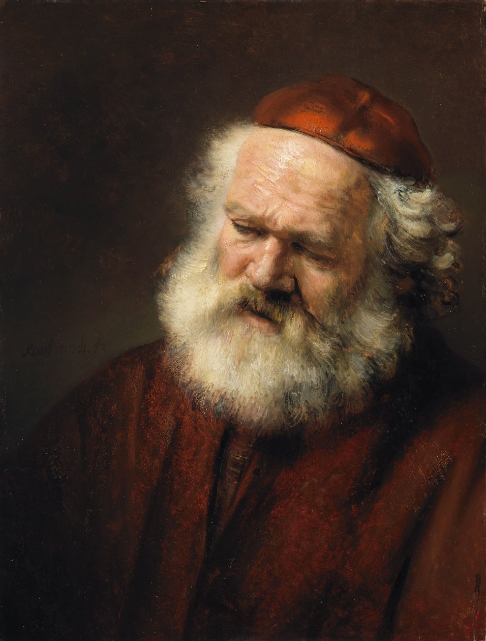 Hlava starého muže od Follower of Rembrandt
