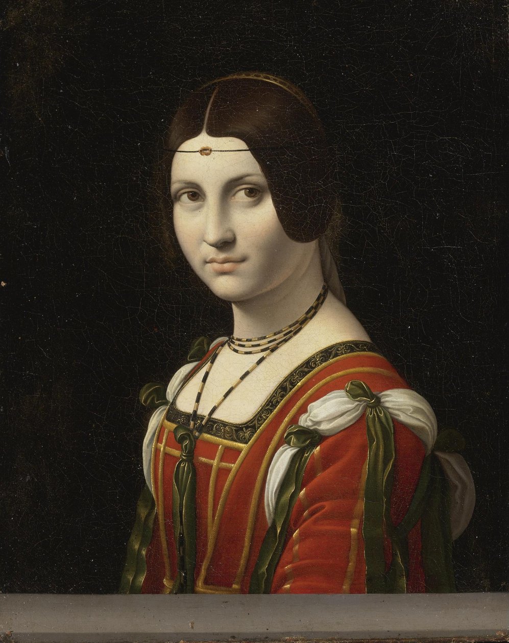Portrét neznámé ženy, zvané La Belle Ferronnière, před rokem 1750 od Follower Leonardo Da Vinci