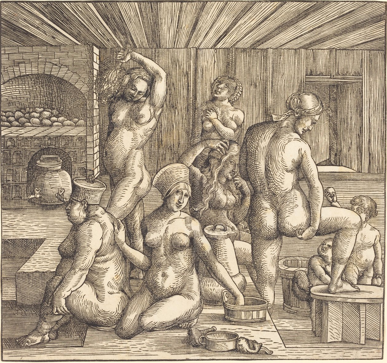 Německy: Frauenbad Dámské lázně od Follower of Albrecht Durer