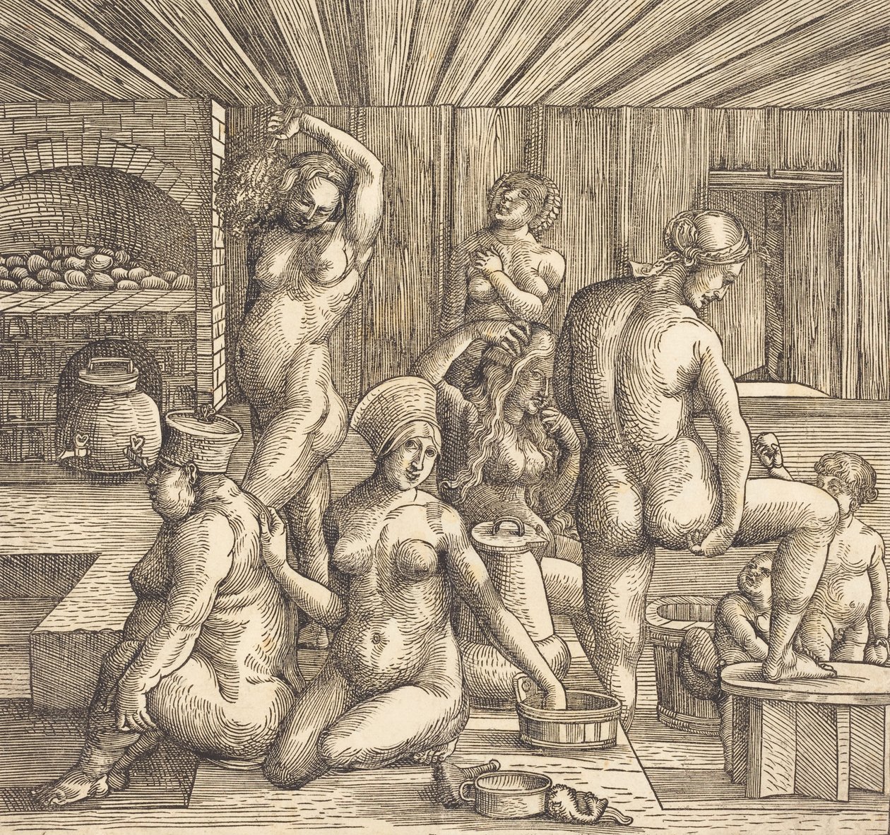 Dámská lázeň, c. 15051510. od Follower of Albrecht Durer