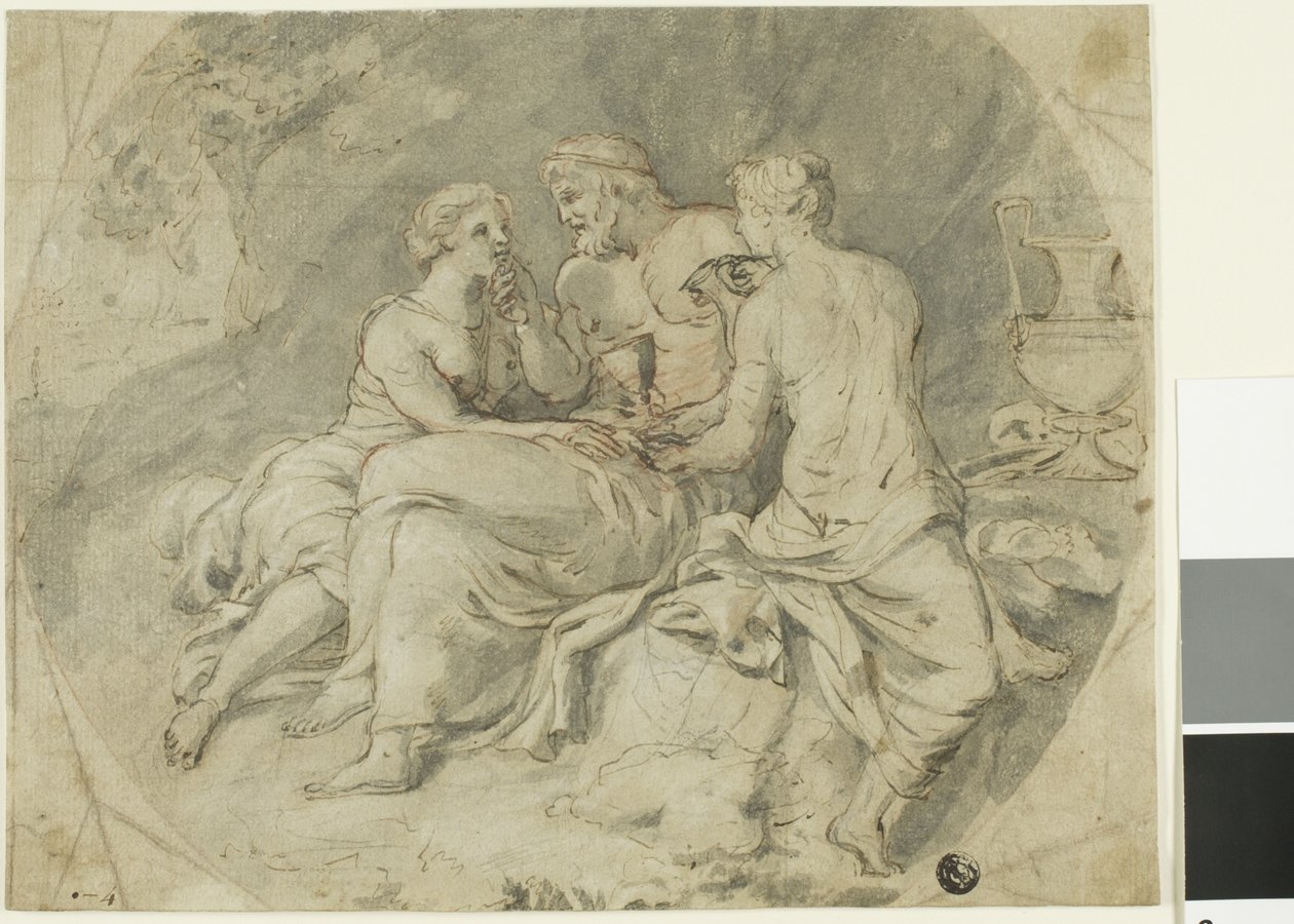 Lot a jeho dcery od Follower of Charles Le Brun