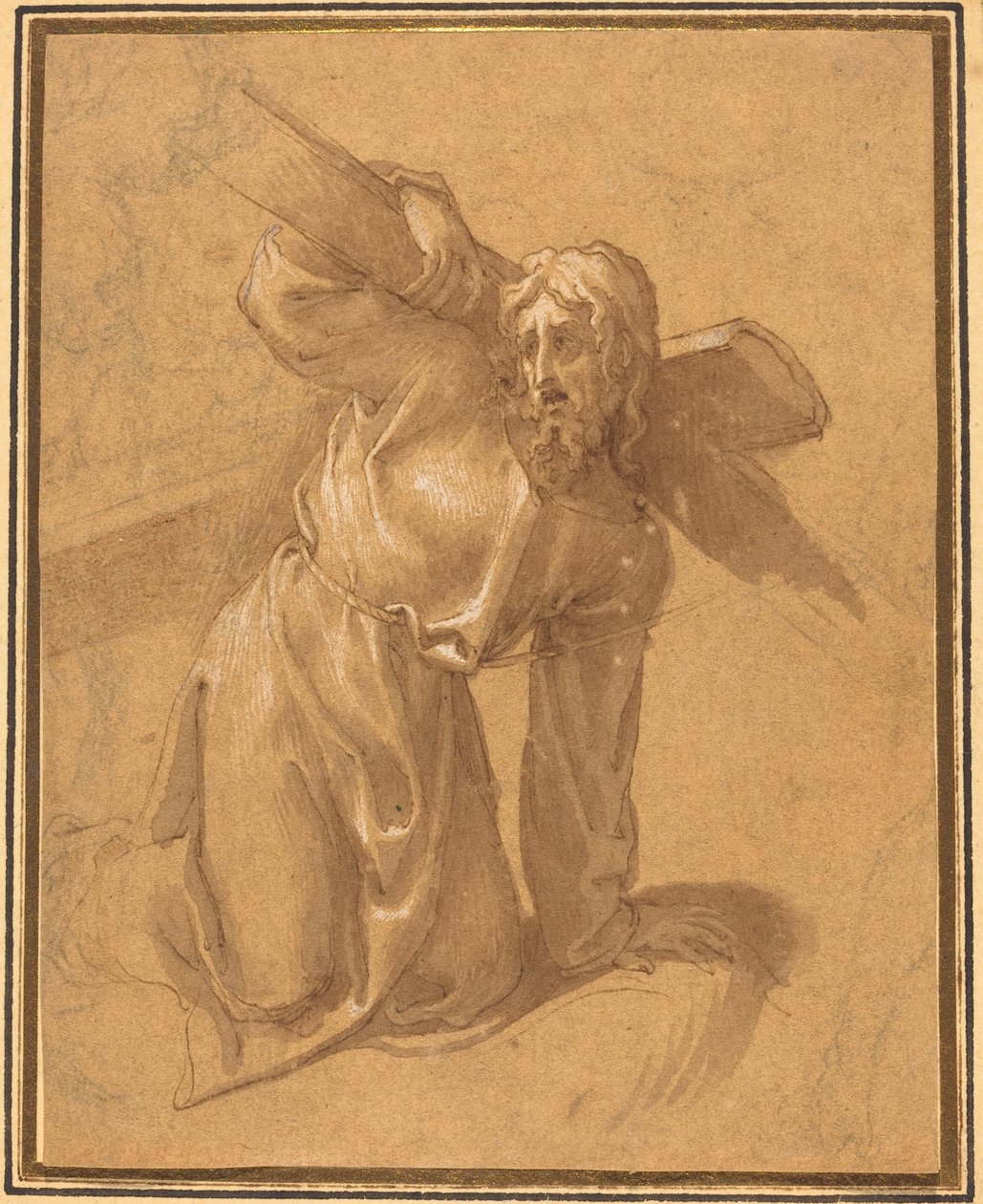 Kristus padá pod křížem od Follower of Francesco Salviati