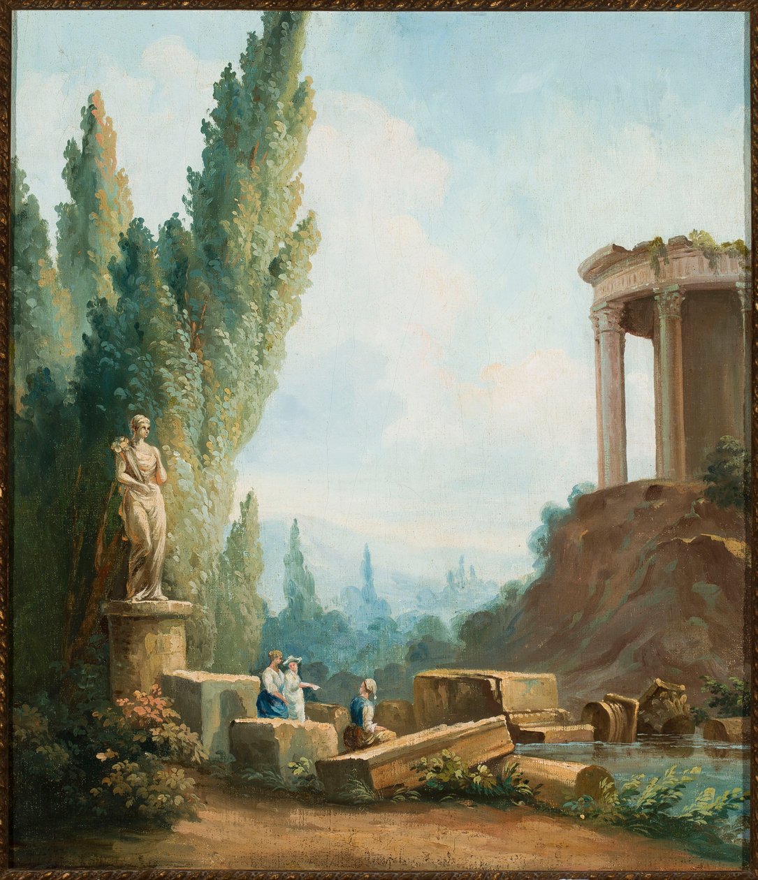 Krajina s ruinami Sibylina chrámu v Tivoli od Follower of Hubert Robert