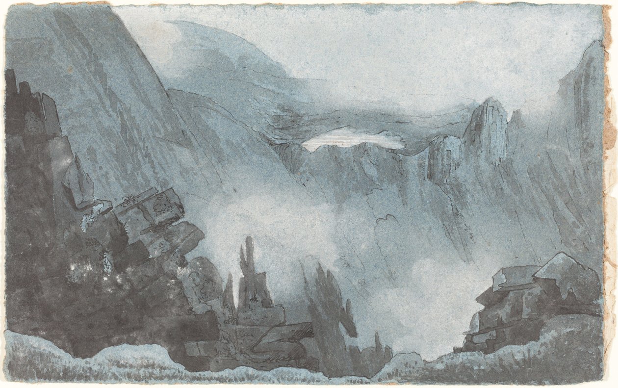 Horská scéna s kameny od Follower of John Sell Cotman