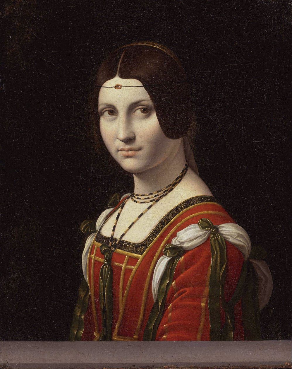 Portrét ženy nazvaný "La Belle Ferronnière" od Follower of Leonardo da Vinci