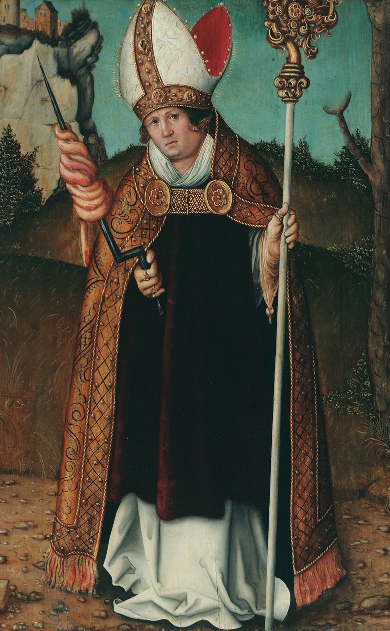 Němčina:  Hl. Erasmus Saint Erasmus od Follower of Lucas Cranach the Elder