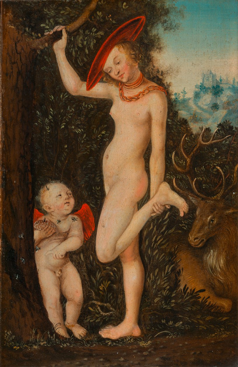 Venuše a Amor, zloděj medu od Follower of Lucas Cranach the Elder