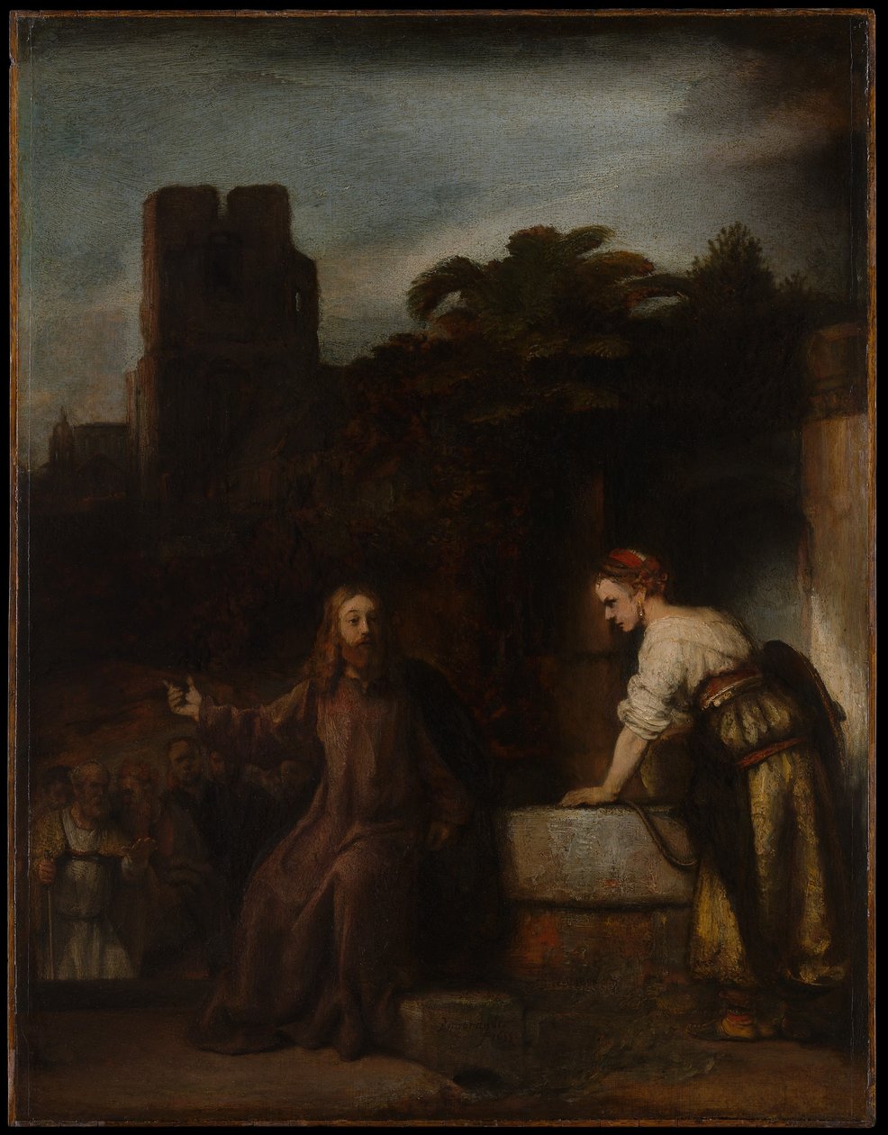 Kristus se ženou Samaří od Follower of Rembrandt
