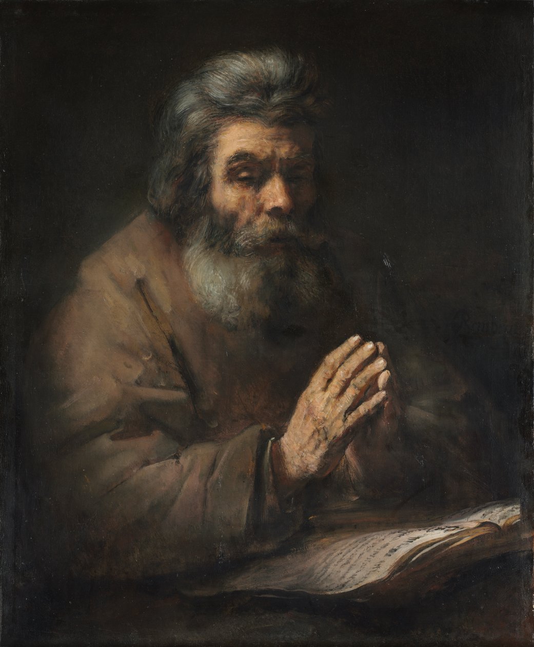 Starší muž v modlitbě od Follower of Rembrandt van Rijn