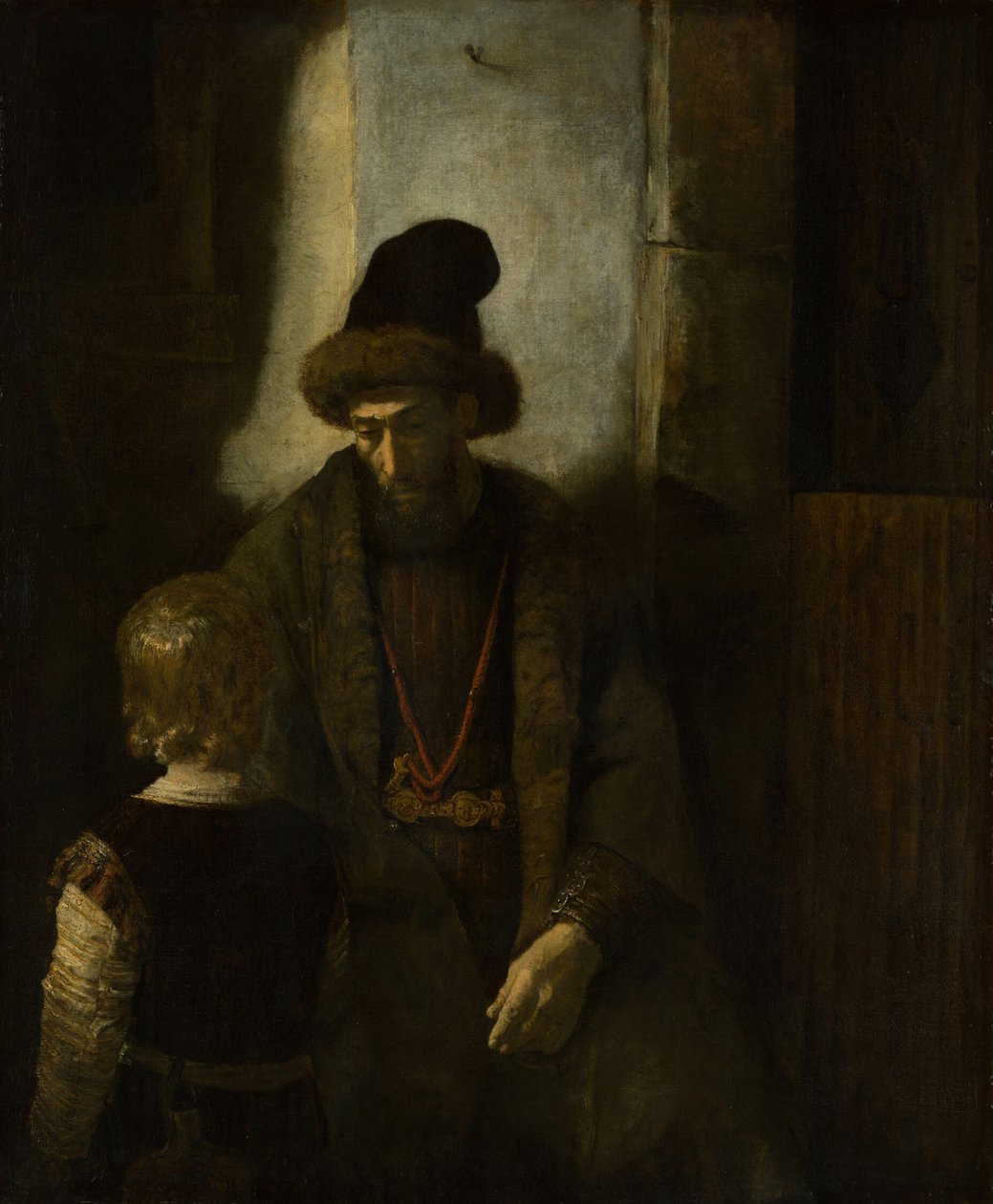 Jákobovo loučení s Benjaminem od Follower of Rembrandt van Rijn