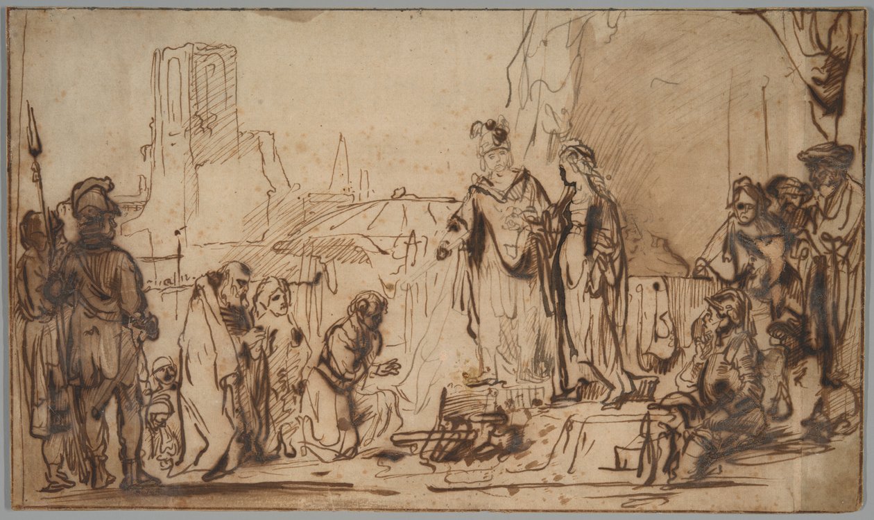 Scipio vrací španělskou nevěstu její rodině od Follower of Rembrandt van Rijn