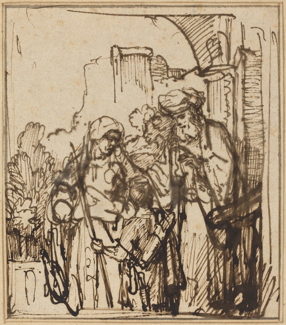 Propuštění Hagar od Follower of Rembrandt van Rijn
