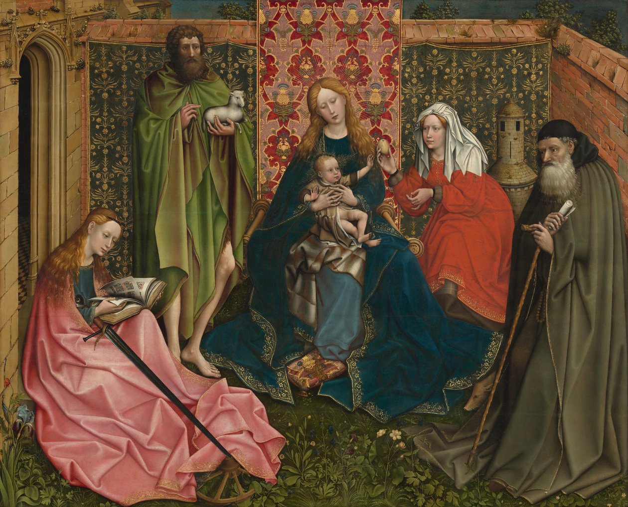 Madona a dítě se svatými v uzavřené zahradě od Follower of Robert Campin