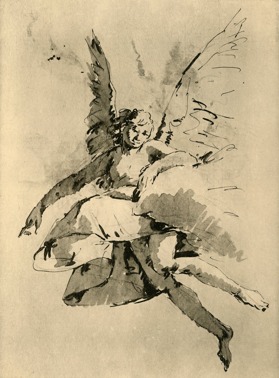 Vznášející se anděl, 18. století, 1928 od Follower of Tiepolo