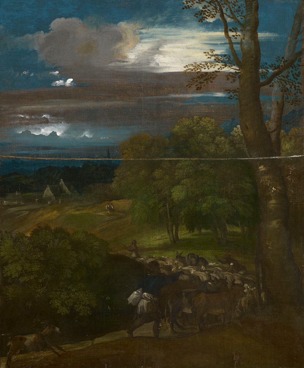 Krajina s pastýři a stády od Follower of Titian