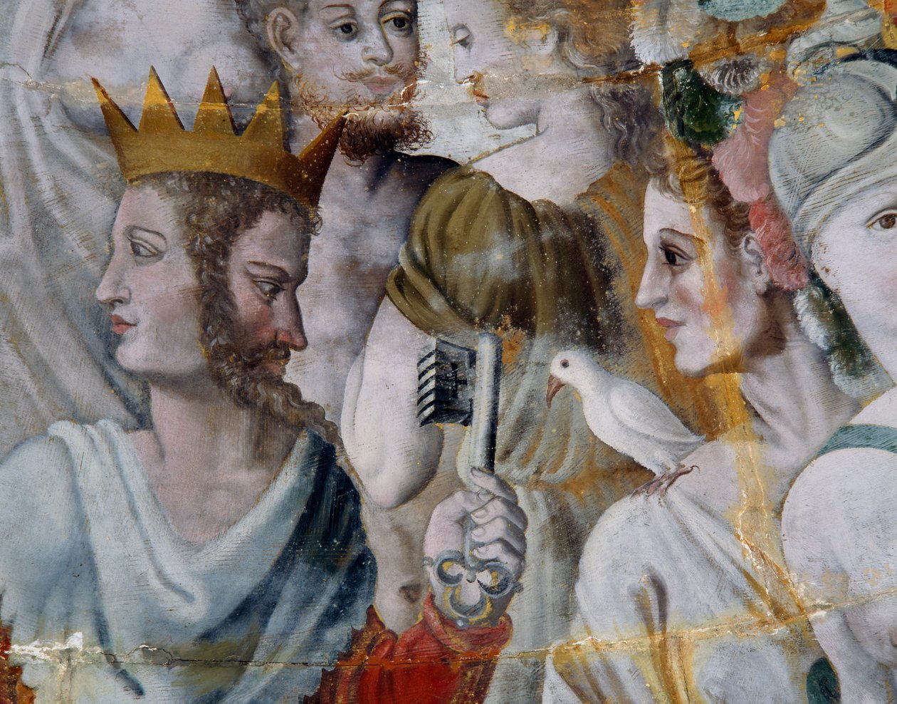 Janus s klíči od města Říma a Juno, fresky ve zlacené věži Ligue, škola Fontainebleau, hrad Tanlay (16.-17. století), Burgundsko, Francie od Fontainebleau School