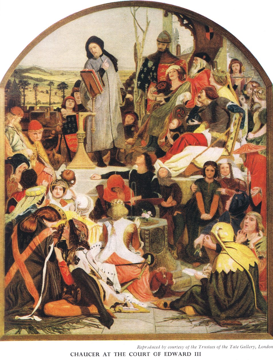 Chaucer u dvora Edwarda III., kolem 40. let 20. století od Ford Madox Brown