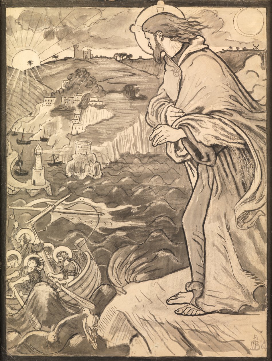 Kristus vidí učedníky pracovat u vesla od Ford Madox Brown