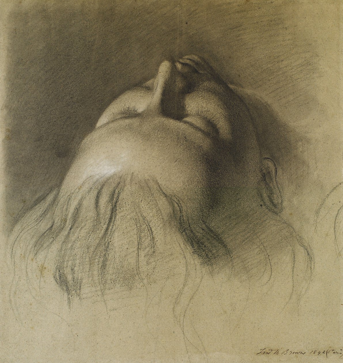 Parisinův spánek – studie pro vedoucího Parisiny od Ford Madox Brown