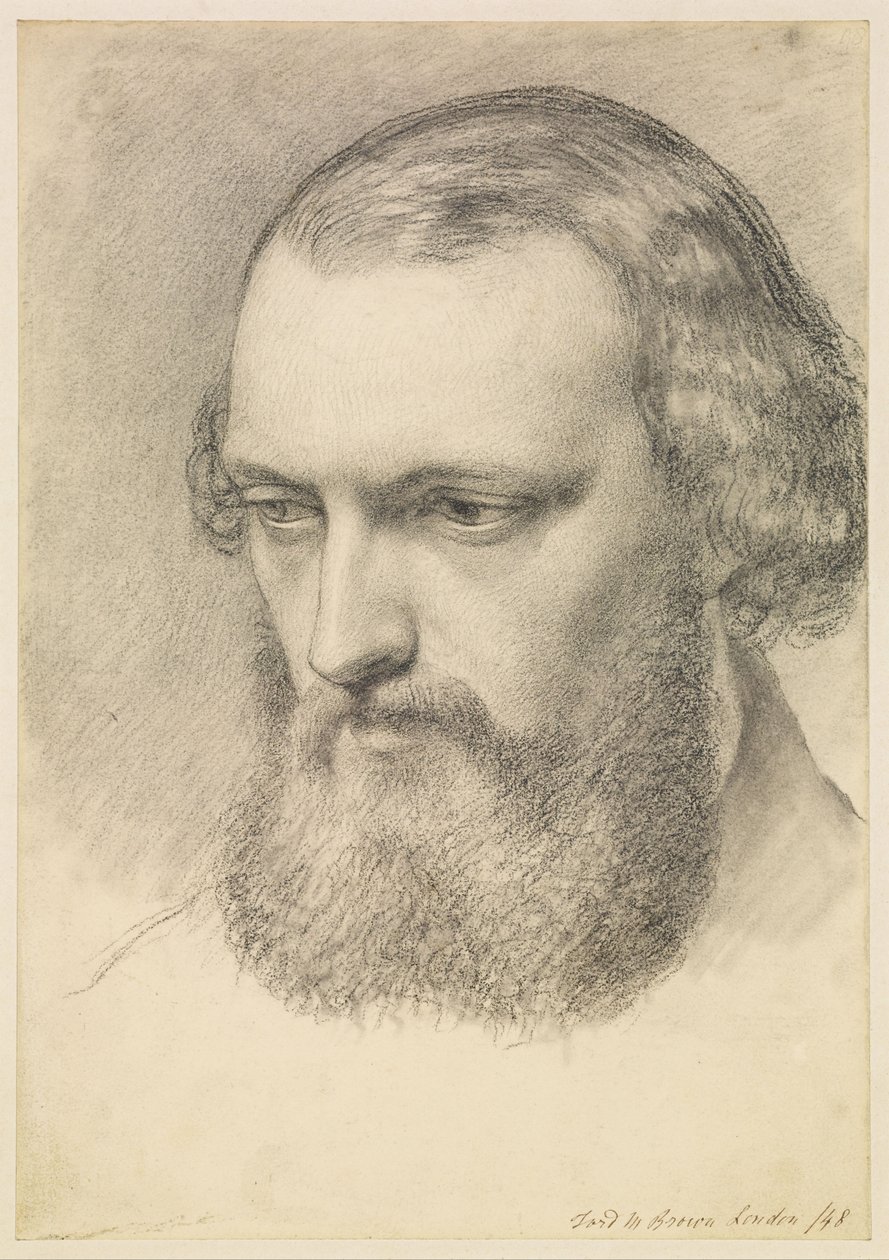 Portrét: Studie hlavy Daniela Caseyho (pohled ze tří čtvrtin) od Ford Madox Brown