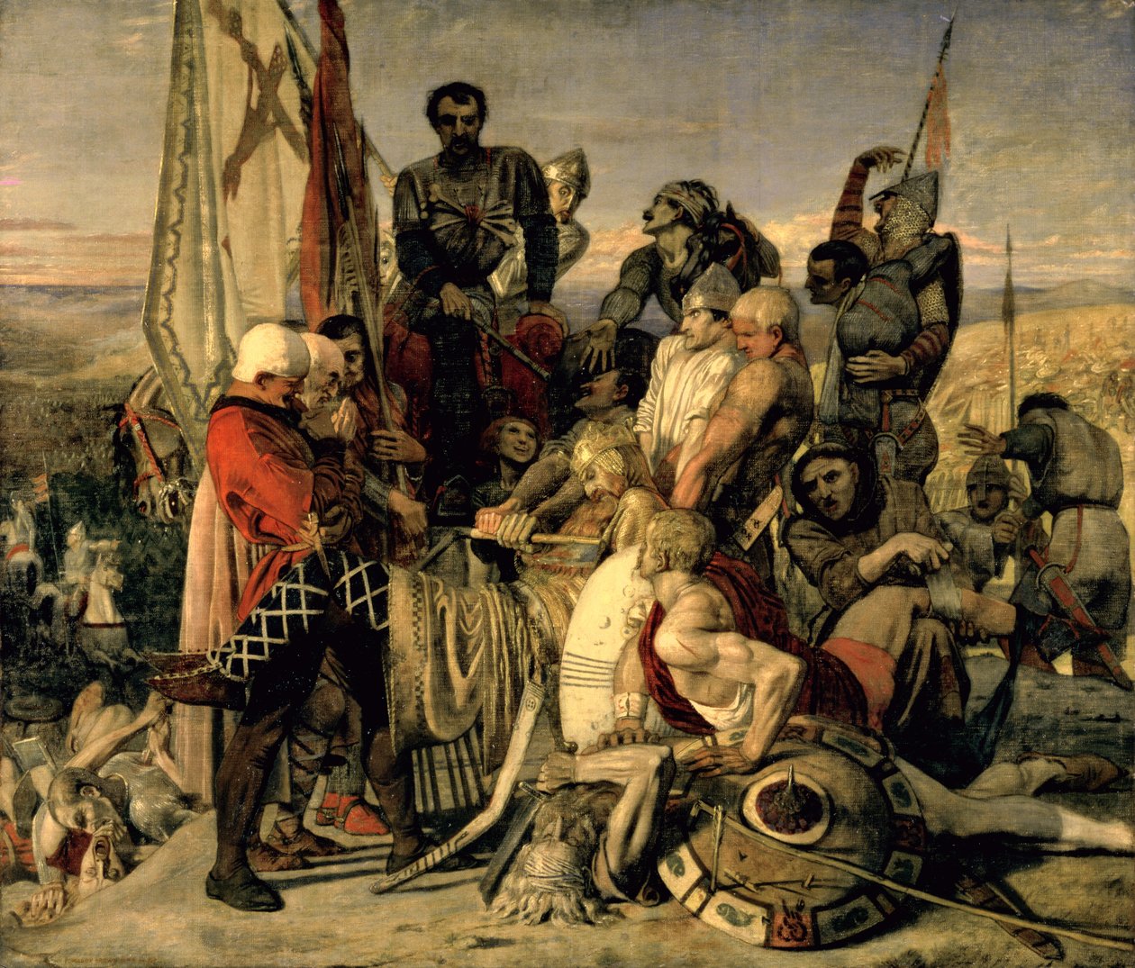 Tělo Harolda přinesené před Williama Dobyvatele od Ford Madox Brown