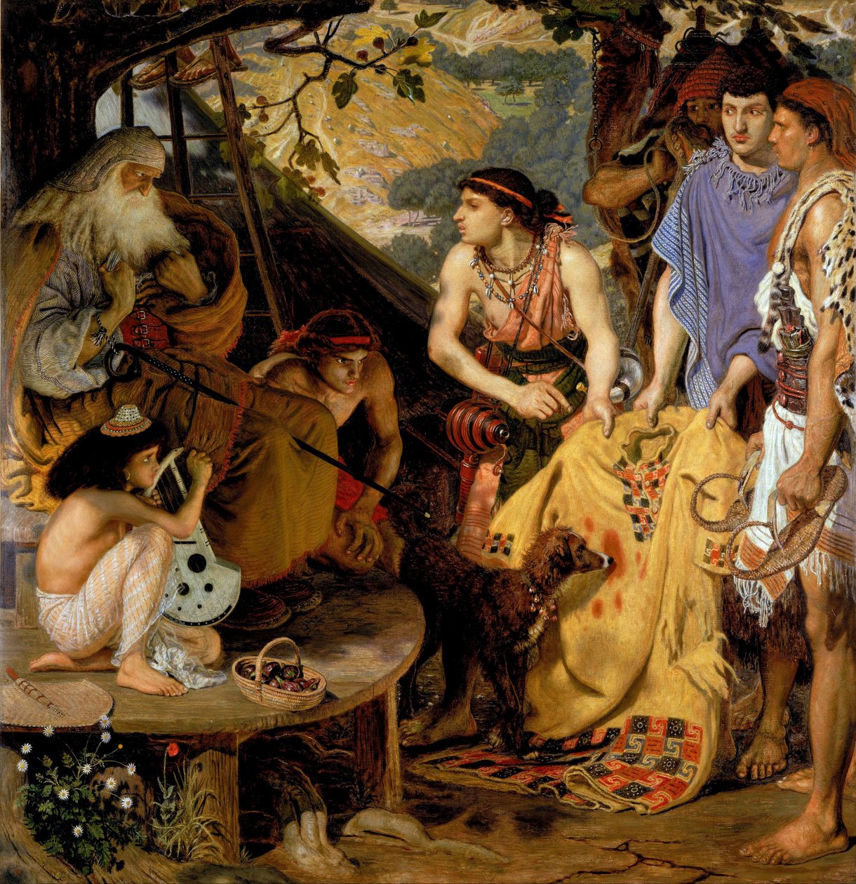 Pestrobarevný plášť od Ford Madox Brown