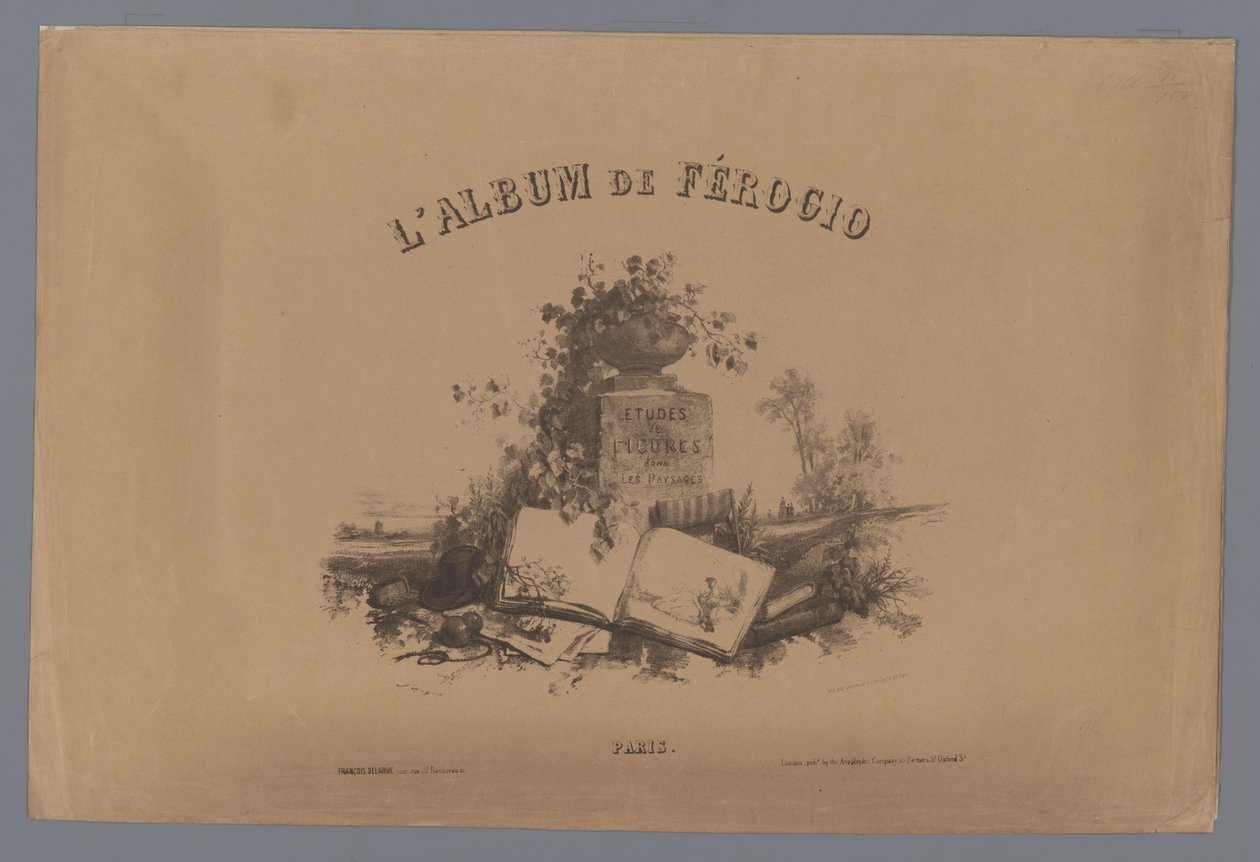 Obálka: Studie figur v krajině Studie postav v krajině (název série) Album Ferogio. Etudes de Figures dans les Paysages (název série na objektu) od Fortuné Ferogio