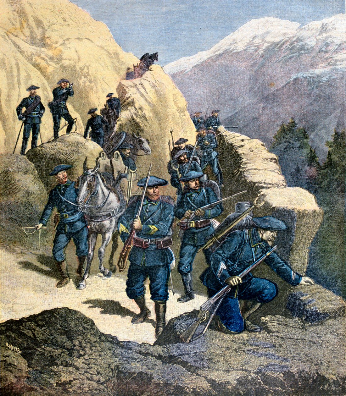 Alpine Hunters, 1891 od Fortuné Méaulle