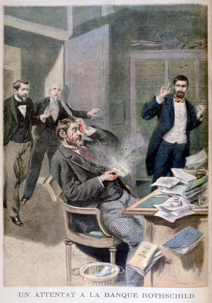 Exploze dopisní bomby zaslané baronu Alphonse de Rothschild, 1895 od Fortuné Méaulle