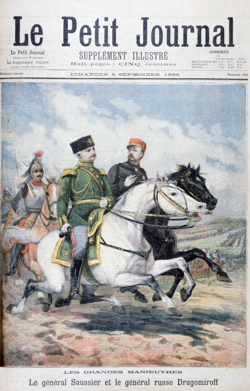 Francouzský generál Saussier a ruský generál Dragomirov, 1895 od Fortuné Méaulle