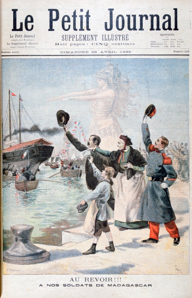 Sbohem!!, francouzští vojáci na cestě na Madagaskar, 1895 od Fortuné Méaulle