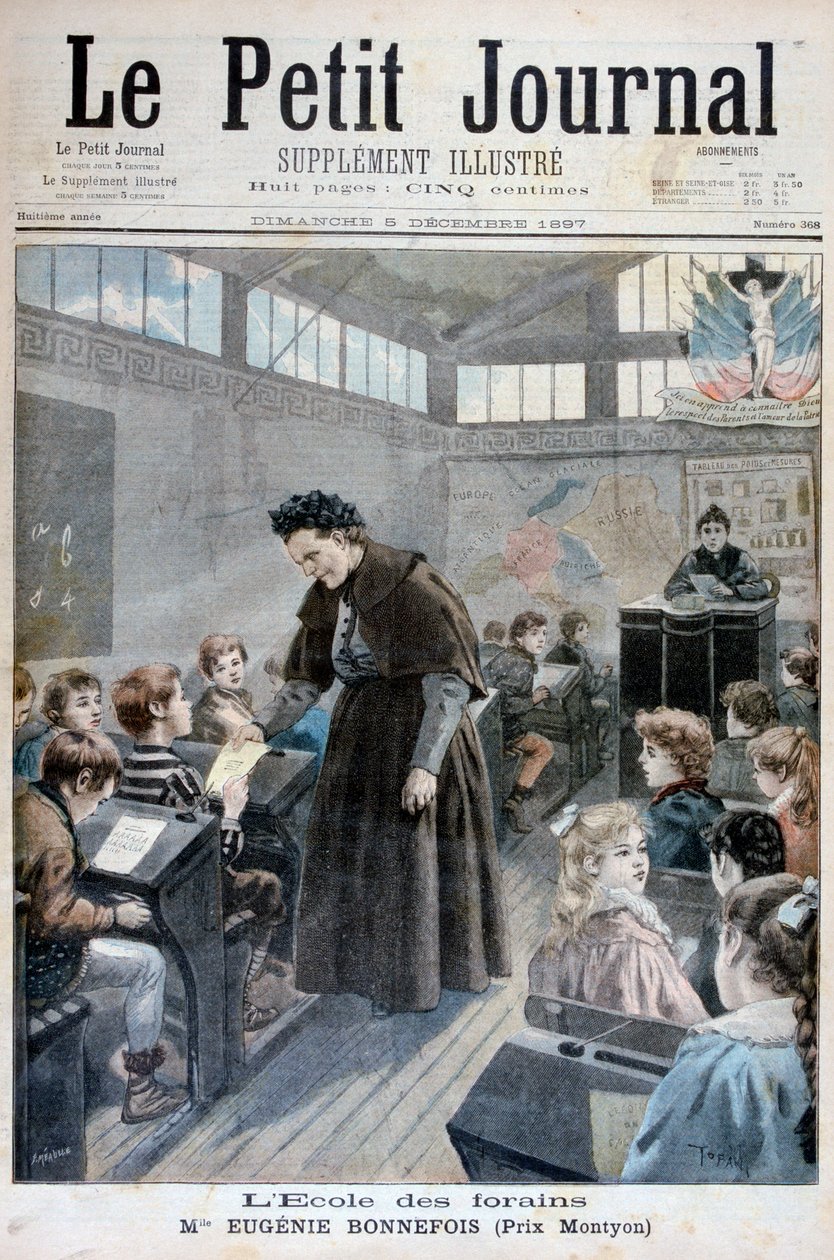 Mademoiselle Eugenie Bonnefois, zakladatelka školy pro děti pouťových dělníků, 1897 od Fortuné Méaulle
