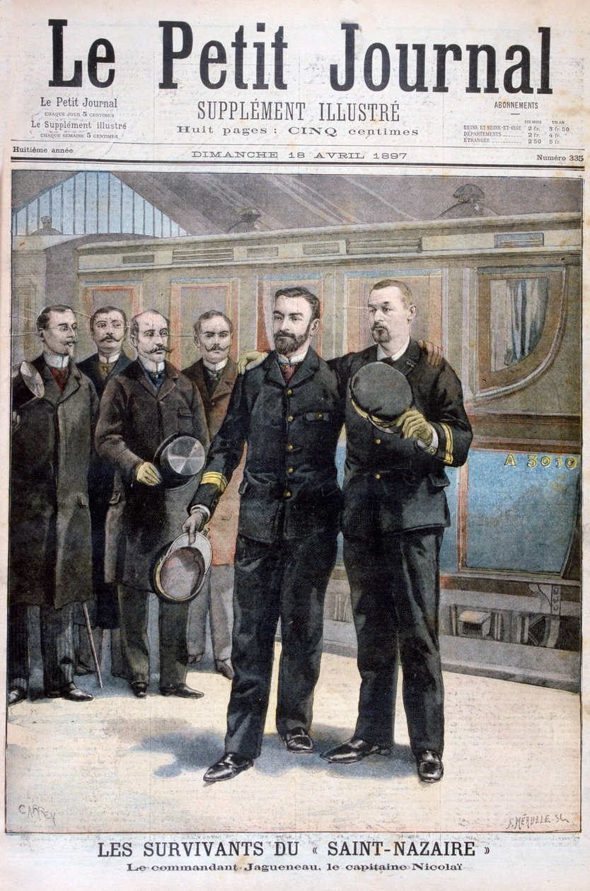 Přeživší z města Saint Nazaire, velitel Jagueneau a kapitán Nicolai, 1897 od Fortuné Méaulle