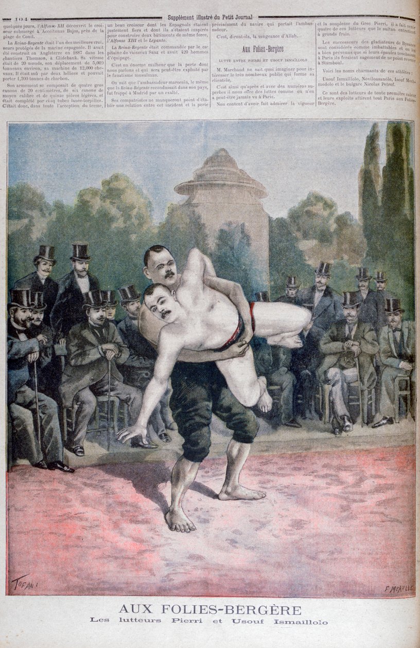 Zápas bratří Ismaillolo, The Folies Bergère, 1895 od Fortuné Méaulle