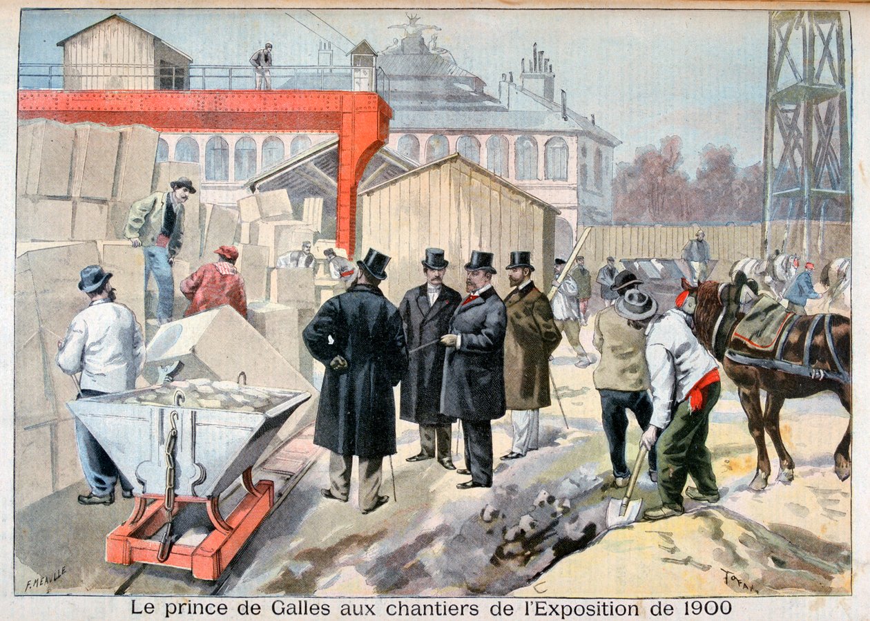 Princ z Walesu na návštěvě stavenišť pro výstavu Universelle z roku 1900, Paříž, 1898 od Fortuné Méaulle