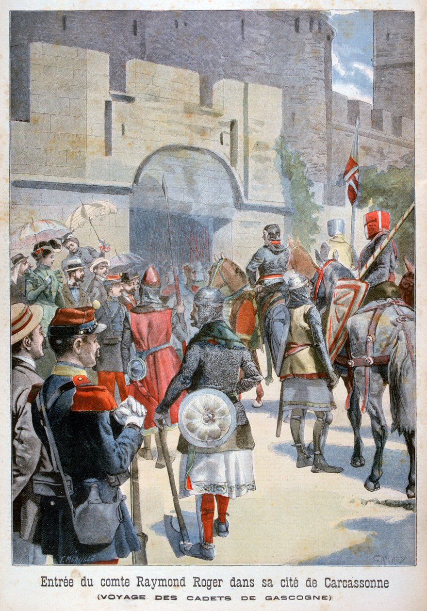 Vstup hraběte Raymonda Rogera do Carcassonne, Francie, 1898 od Fortuné Méaulle