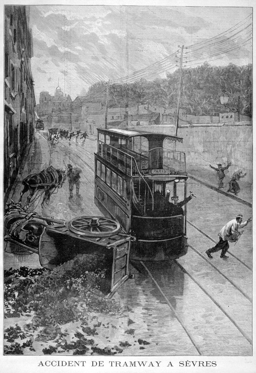 Tramvajová nehoda, Sevres, Paříž, 1897 od Fortuné Méaulle