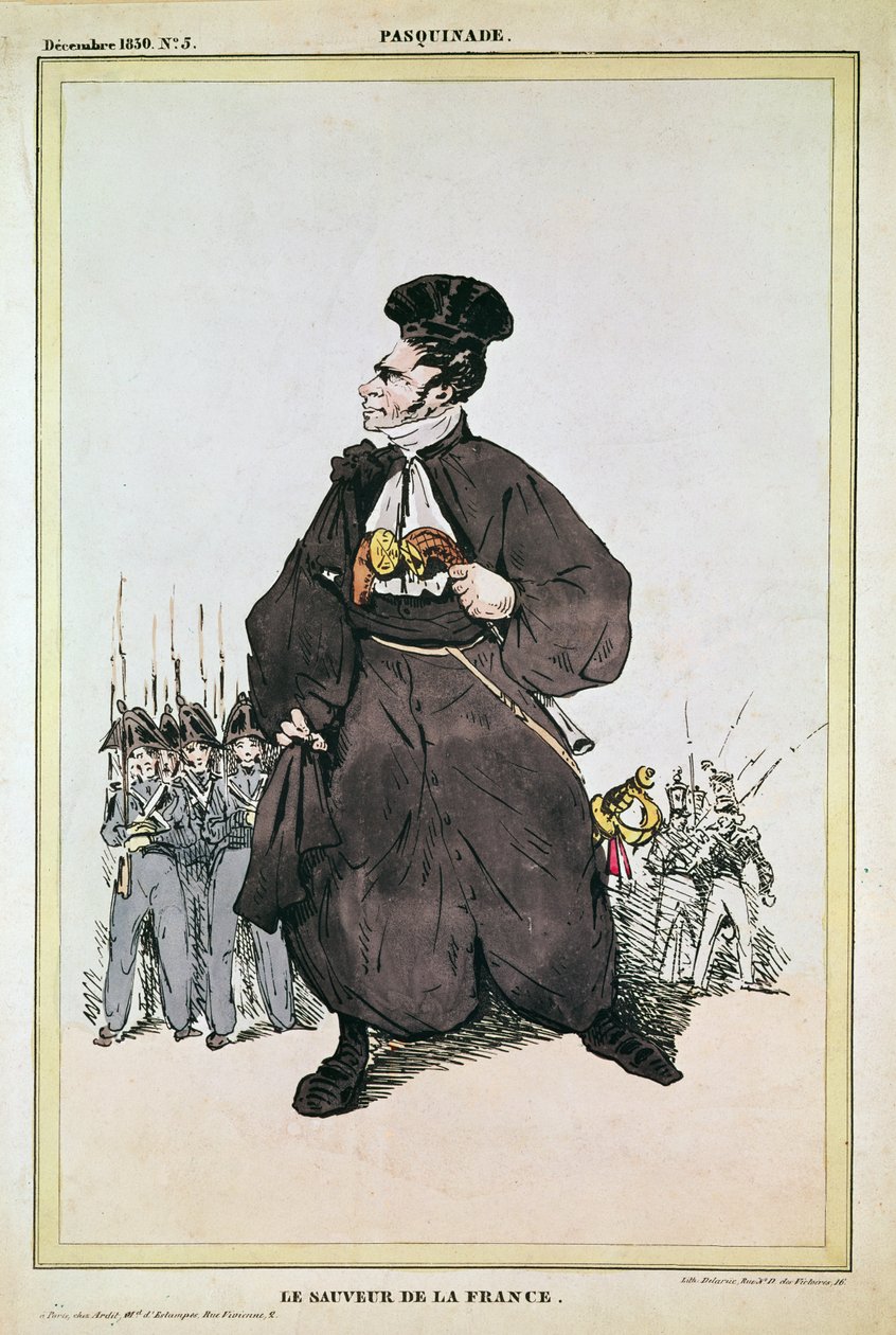 Karikatura barona Pasquiera jako Spasitele Francie, 1830 od Fortune Delarue